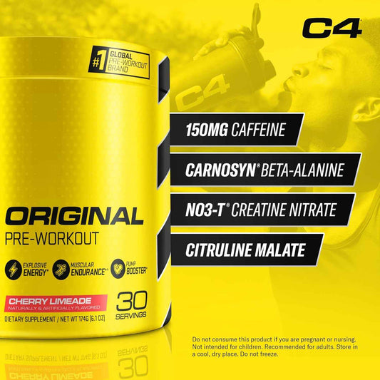 Cellucor C4 Original Pre Workout Powder| Vitamin C for Immune Support | Sugar Free Preworkout Energy for Men & Women | 150mg Caffeine + Beta Alanine + Creatine | 30 Servings