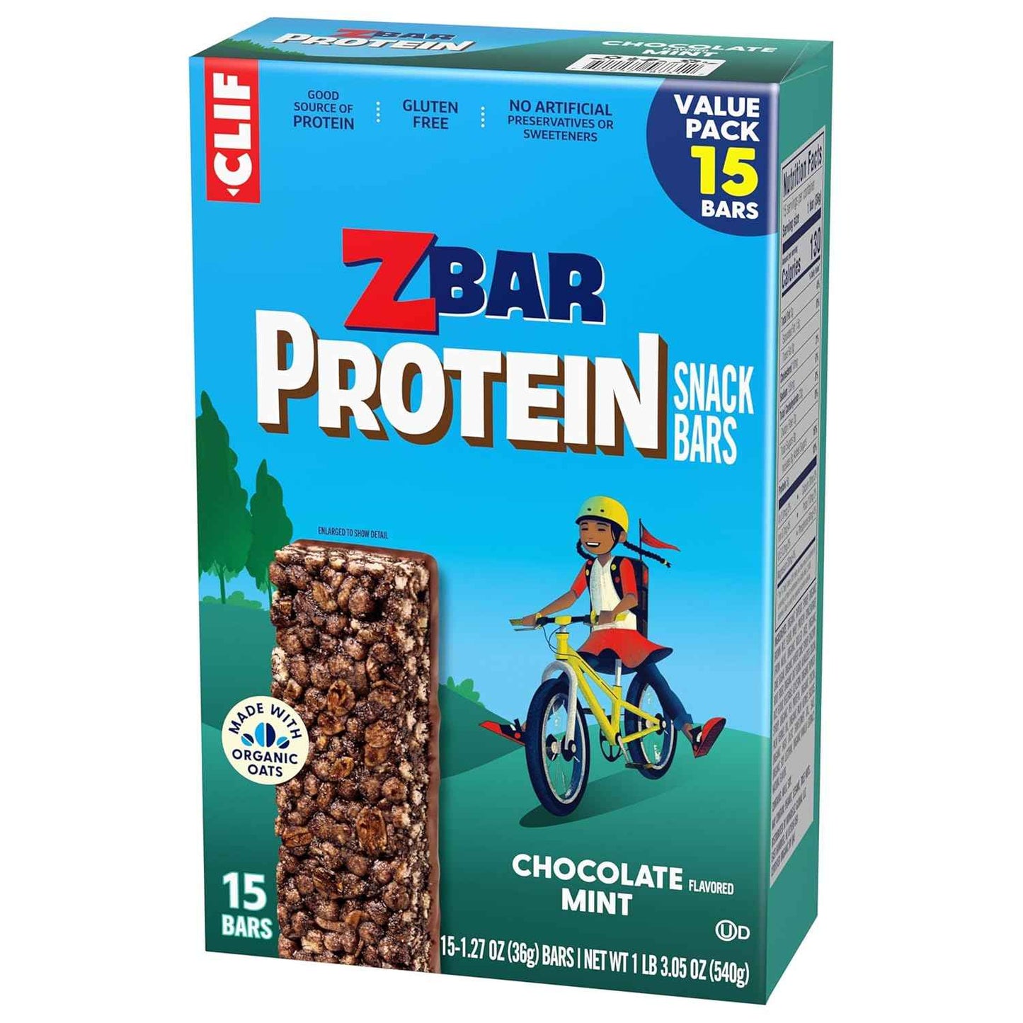 Zbar Protein - Chocolate Flavored Mint - Crispy Snack Bars - Made with Organic Oats - Non-GMO - 5g Protein - Gluten Free Protein Bars (15 Pack)