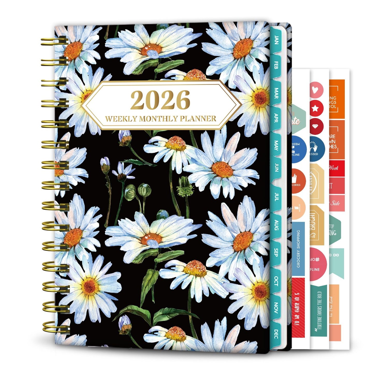 Ymumuda 2026 Planner, Daily Weekly and Monthly Planner，Jan 2026 - Dec 2026, 8.4&amp;#34; x 6.3&amp;#34;, 2026 Calendar Planner Book with Tabs, Spiral Notebook with Inner Pocket for Office Home School Supplies