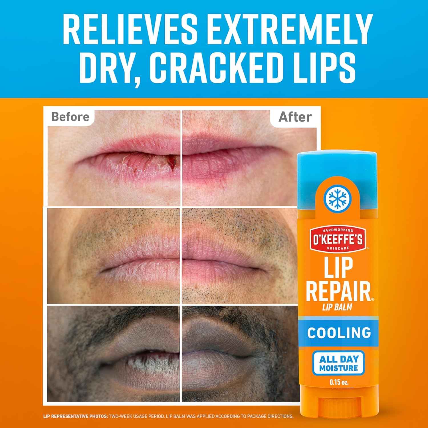 O'Keeffe's Lip Repair Lip Balm With Cooling Relief for Dry, Cracked Lips - Stick (Twin Pack) - Moisturizer for Extremely Cracked, Dry Lips