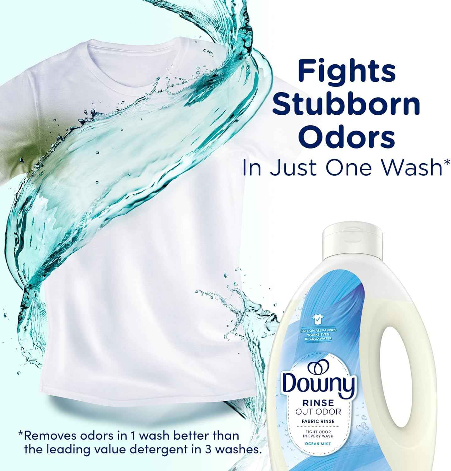 Downy Rinse Laundry Odor Remover, Ocean Mist Scent, 62 FL OZ, Fabric Softener and Laundry Odor Removal Rinse
