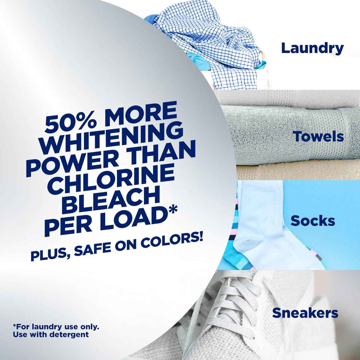 OxiClean Triple Action White Revive Laundry Whitener and Stain Remover Powder, Use with Detergent, Whitens and Brightens Clothes, Removes Tough Stains, Color Safe, Chlorine Free