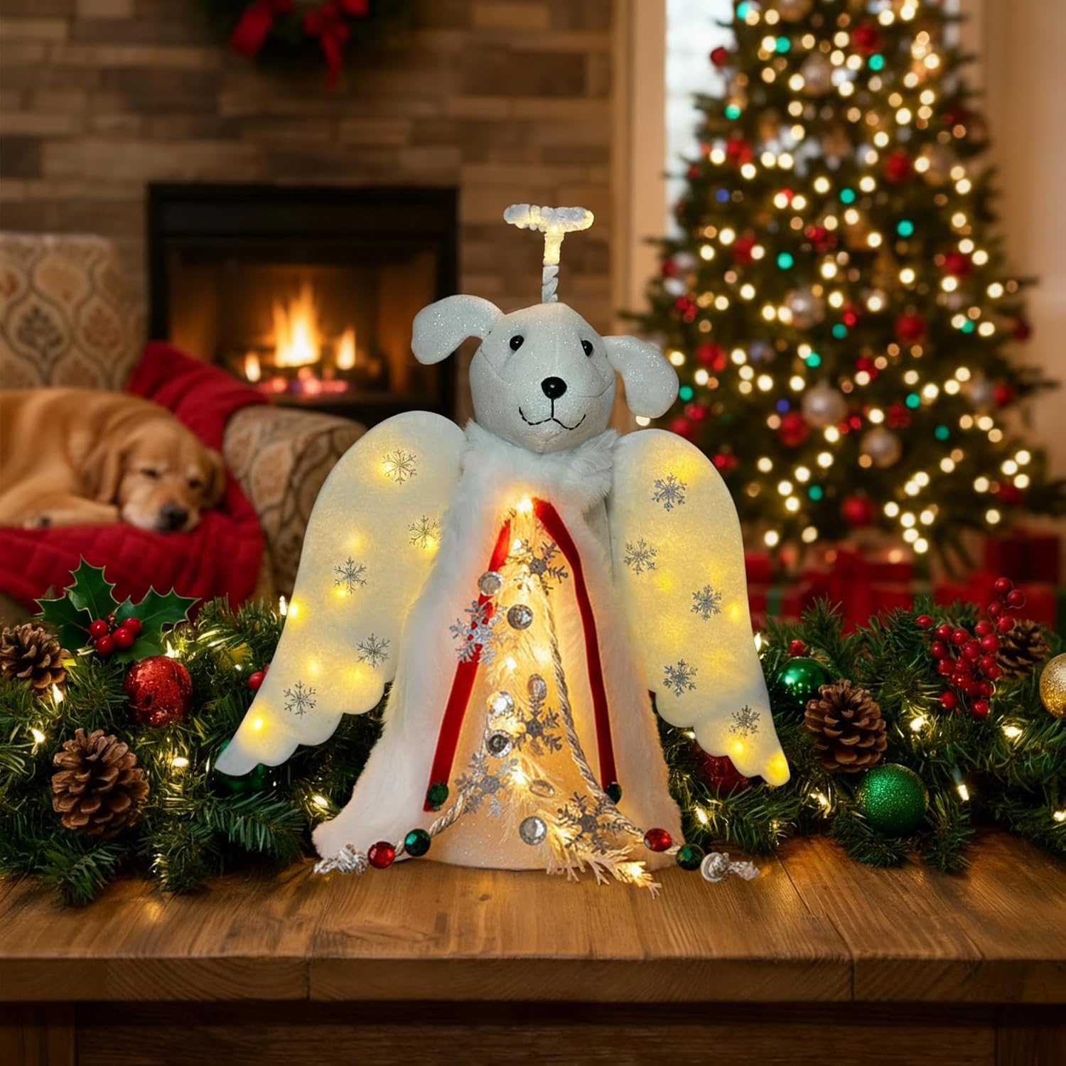 iHeartDogs_Christmas_Tree_Topper_Decoration_-_The_Original_Dog_‘Christmas_Miracle’_Angel_Dog_Tree_Topper_LED_Lighted_Halo,_Snowflake_Garland_&_Wings_Decor_Ornament,_Holiday_Decoration
