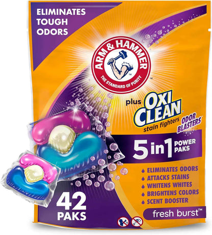 Arm & Hammer Plus OxiClean With Odor Blasters Laundry Detergent 5-IN-1 Power Paks