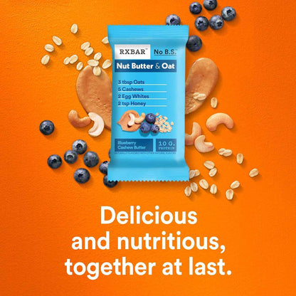 RXBAR Nut Butter and Oat Protein Bars, Protein Snacks, Snack Bars, Blueberry Cashew Butter