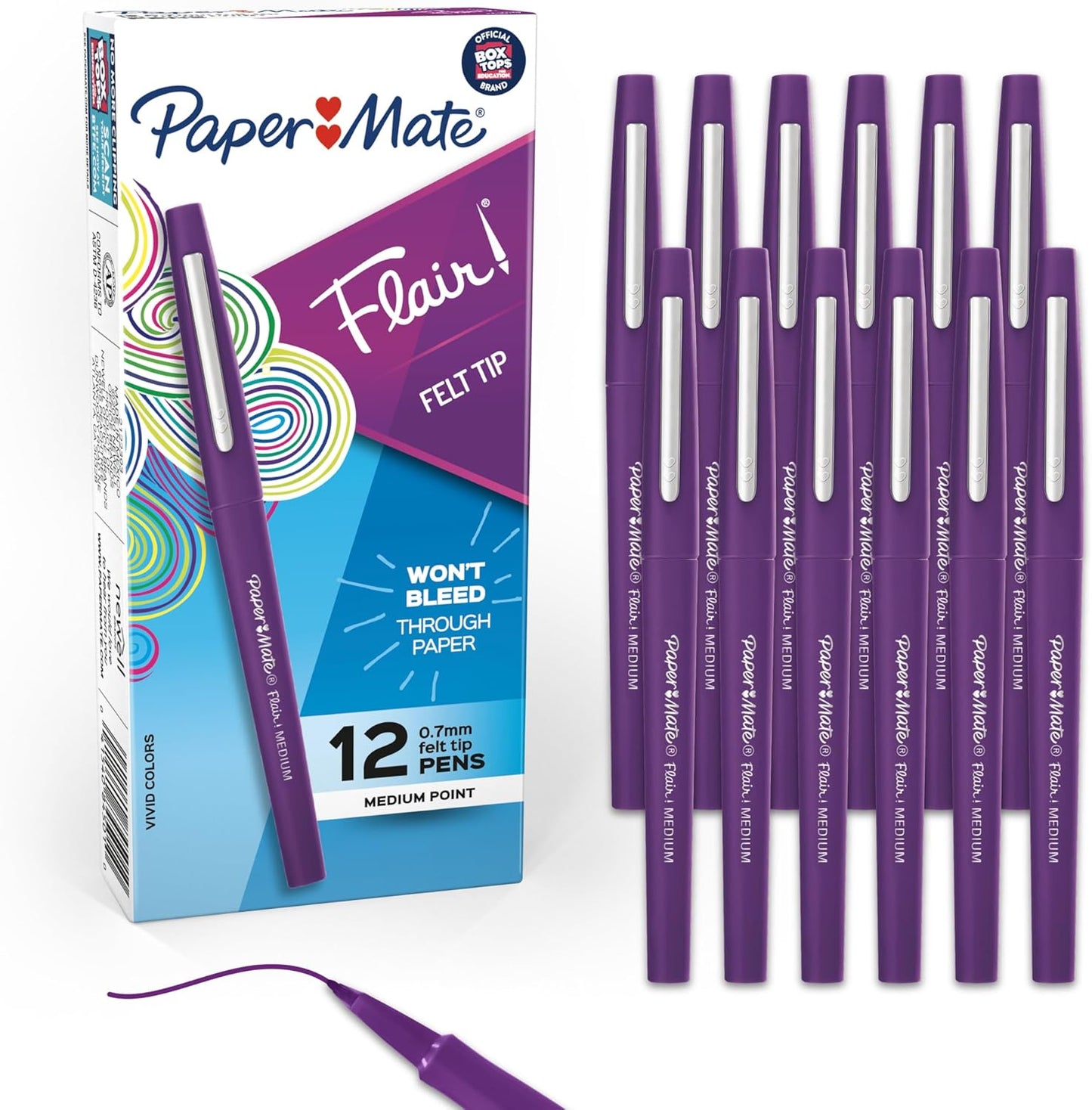 Paper_Mate_Flair_Felt_Tip_Pens,_Medium_Point_(0.7mm),_Vivid_Purple,_12_Count_-_For_Teachers,_Students,_Classroom_Use,_Note-Taking,_Arts_&_Crafts