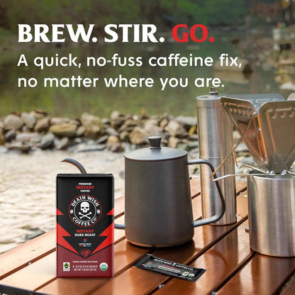 Death Wish Coffee Instant Dark Roast Coffee Packets, Bold & Intense Blend of Arabica & Robusta Beans, USDA Organic