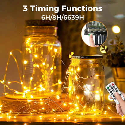 btfarm_Fairy_Lights_Plug_in_with_Remote,_33FT_100_LED_Outdoor_Twinkle_Lights_Waterproof_with_Timer,_8_Modes_Indoor_String_Lights_for_Bedroom_Patio_Garden_Wedding_Christmas_Decoration,_Warm_White