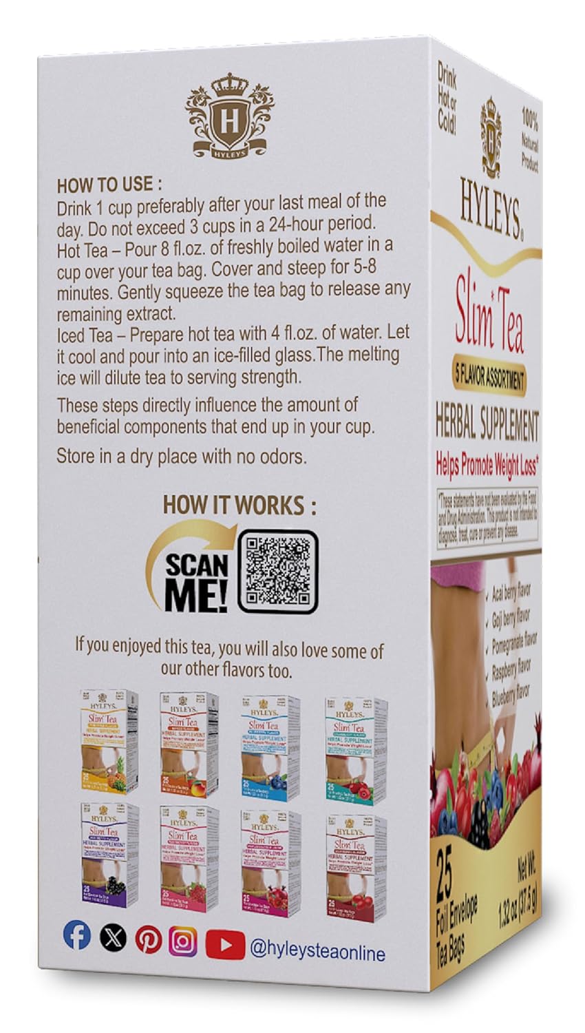 Hyleys_Slim_Tea_5_Flavor_Assortment_-_Weight_Loss_Herbal_Supplement_Cleanse_and_Detox_-_25_Tea_Bags_(1_Pack)