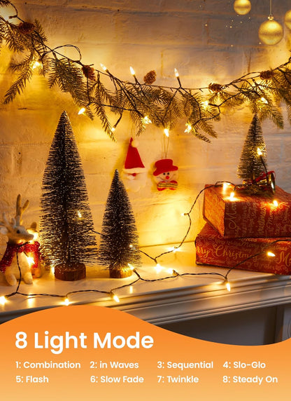 Brightown_LED_Christmas_Mini_Lights,_39Feet_100_LED_Clear_Bulbs_String_Lights_with_8_Light_Modes,_Connectable_Fairy_Lights_Plug_in_for_Outdoor_Xmas_Trees_Garland_Wreath_Holiday_Decorations,_Warm_White