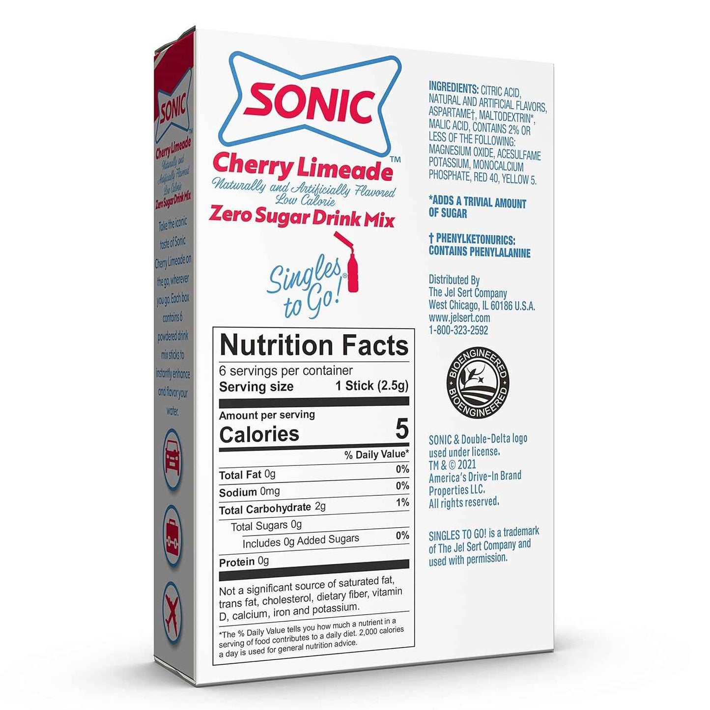 Sonic Singles To Go Powdered Drink Mix, 6 Sticks Per Box, 12 Boxes (72 Sticks Total)