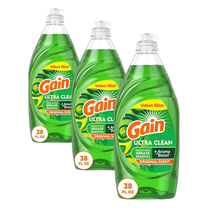 Gain Ultra Liquid Dish Soap, Original Scent, 38 oz.