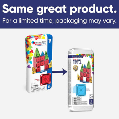 Magna-Tiles microMAGS 26-Piece Travel Magnetic Construction Set – Bold Colors, The Magnetic Building Brand