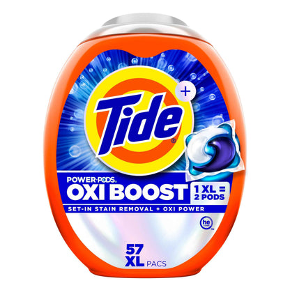 Tide Oxi Boost Power PODS Laundry Detergent Pacs, Set-In Stain Removal + Oxi Power, laundry soap detergent pacs
