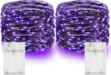 Dazzle Bright Halloween Fairy String Lights, 20FT 60 LED Copper Wire Battery Operated Waterproof Lights, Halloween Decorations for Indoor Home Outdoor Patio Yard Party Decor (Purple and Orange)