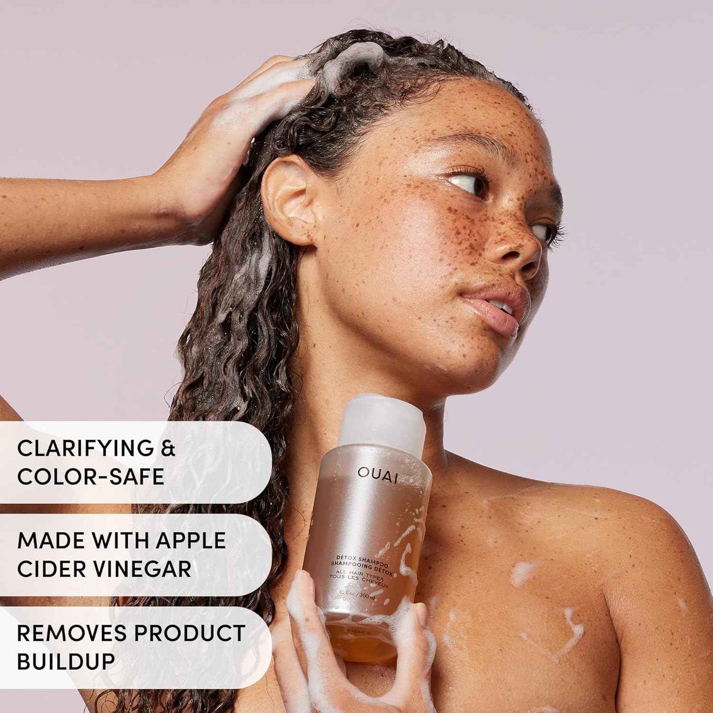 OUAI Detox Shampoo - Clarifying Shampoo for Build Up, Dirt, Oil, Product and Hard Water - Apple Cider Vinegar & Keratin for Clean, Refreshed Hair - Sulfate-Free Hair Care