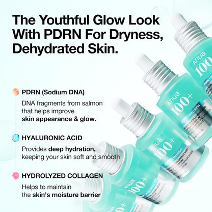 Anua PDRN Hyaluronic Acid Capsule 100 Serum, Radiant Face Serum, Salmon DNA, Hyaluronic Acid, Hydration, Moisture Plumping Effect, Lightweight, Glass Skin, Korean Skincare, 1.01 fl. oz