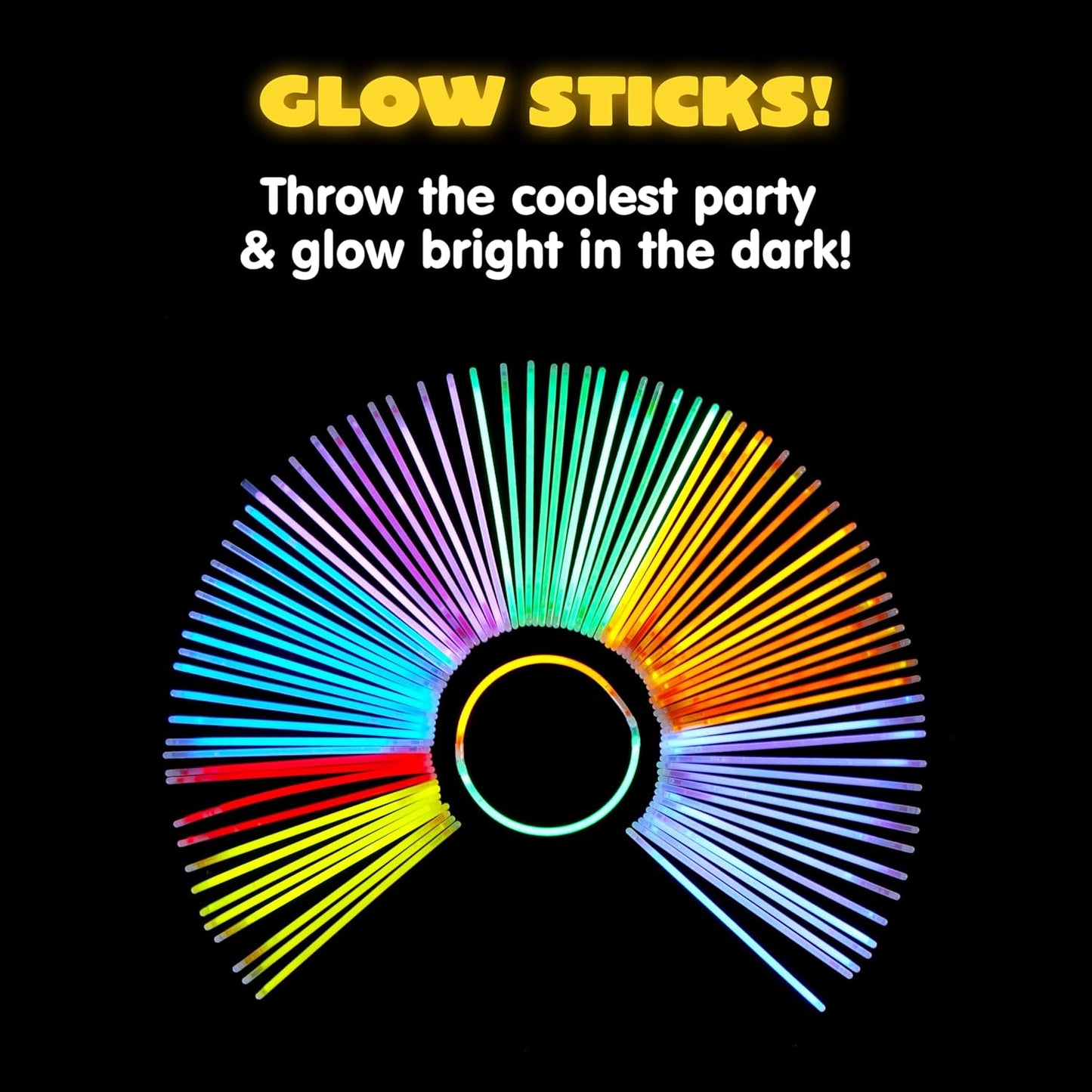 JOYIN_144_Pcs_8"_Glowsticks,_Halloween_Supplies_Pack,_Bracelets_Necklaces,_Glow_in_the_Dark_Party_Favors,_Easter,_Christmas,_Football_Party_Supplies