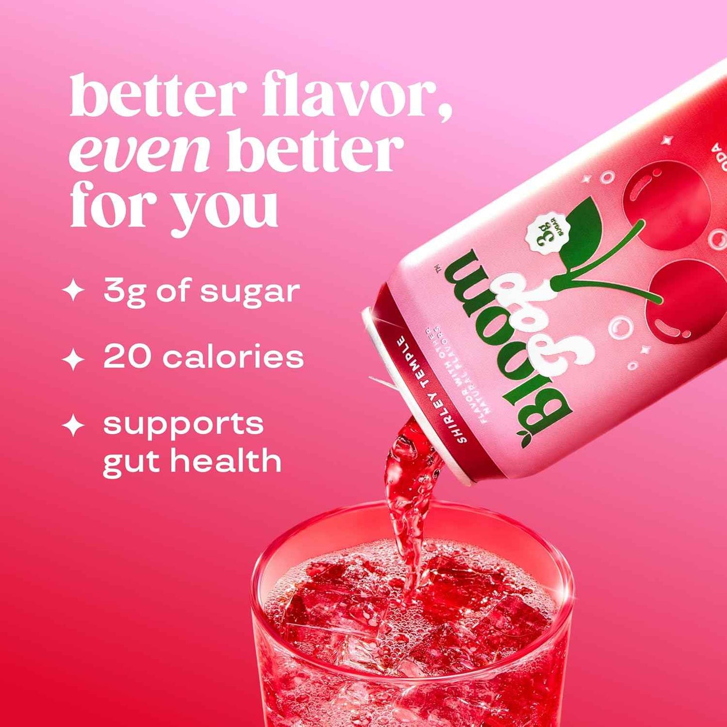 Bloom Pop Prebiotic Soda 12 Pack, 12oz Cans | Soda for Gut Health, Low Calorie, No Caffeine, Healthy Soft Drink Alternative