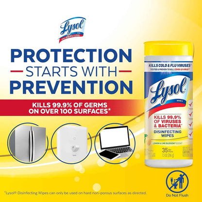 Lysol Disinfectant Wipes, For Disinfecting, Deodorizing, and Cleaning, Lemon & Lime Blossom, 35ct