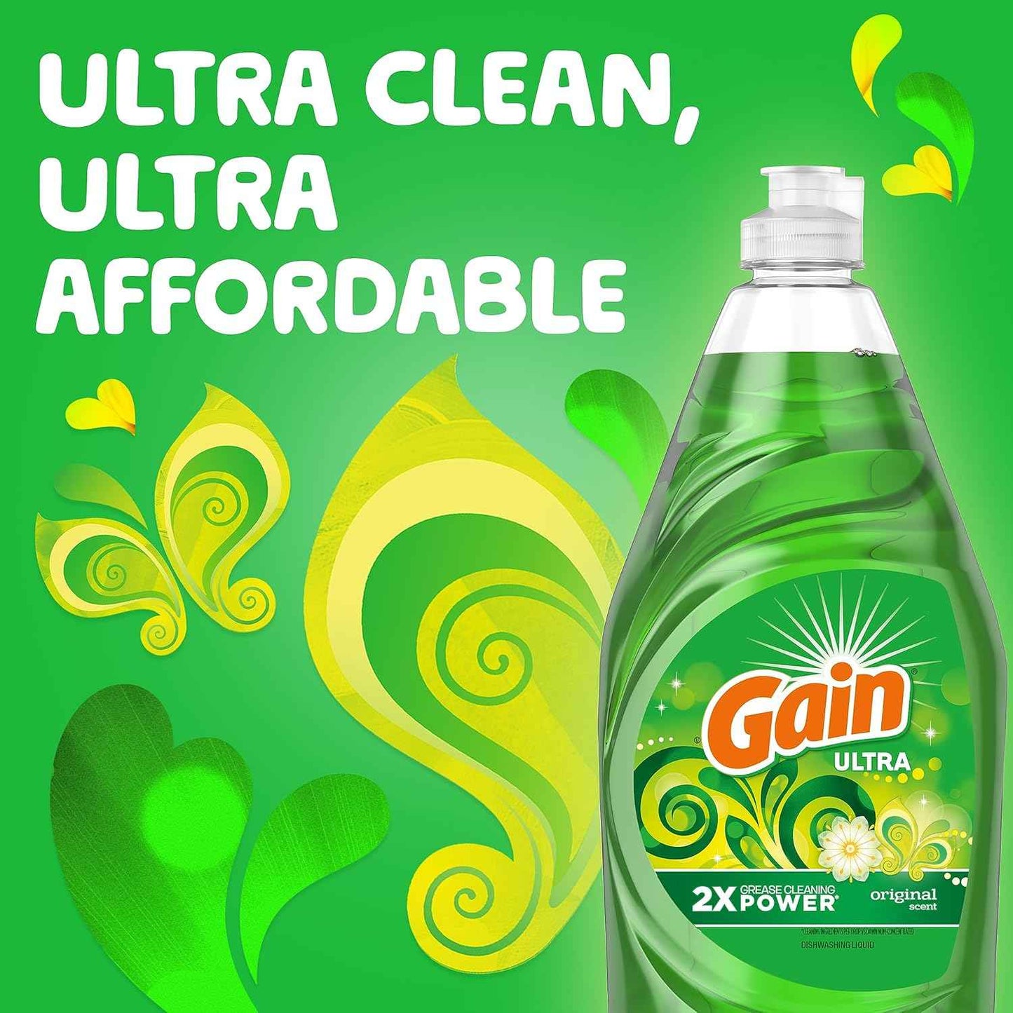 Gain Ultra Liquid Dish Soap, Original Scent, 38 oz.