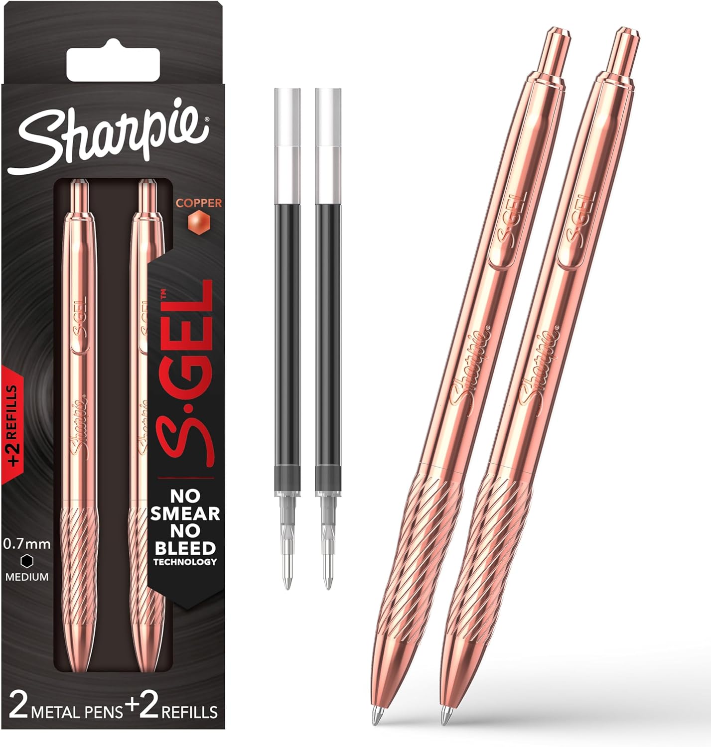 Sharpie_S-Gel,_Gel_Pen,_Copper_Metal_Body,_Medium_Point_(0.7mm),_Black_Ink,_Includes_2_Pens_and_2_Additional_Ink_Refills