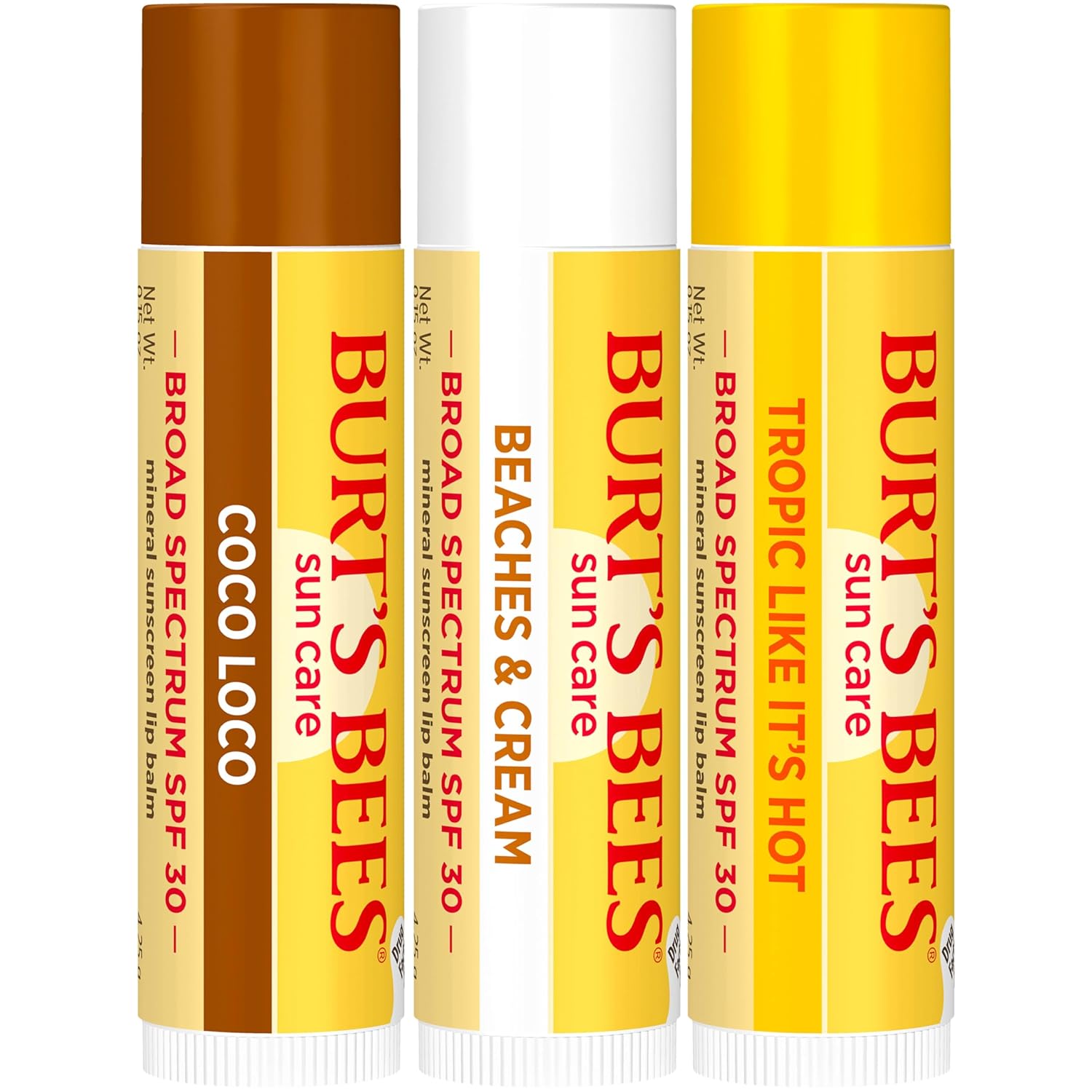 Burt’s_Bees_SPF_30_Lip_Balm,_Island_Getaway_-_Coco_Loco,_Beaches_&_Cream,_Tropic_Like_It's_Hot,_Water-Resistant_Sun_Care,_Natural_Origin_Lip_Treatment,_3_Tubes,_0.15_oz