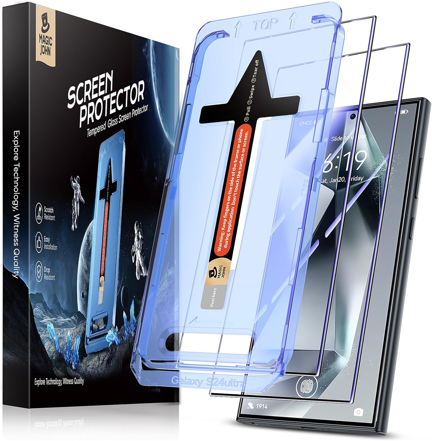 MAGIC_JOHN_2_Pack_for_Samsung_Galaxy_S24_Ultra_Tempered_Glass_Screen_Protector,_Auto_Dust-Elimination_Installation,_Bubble_Free,_HD_Clear,_Easy_Installation