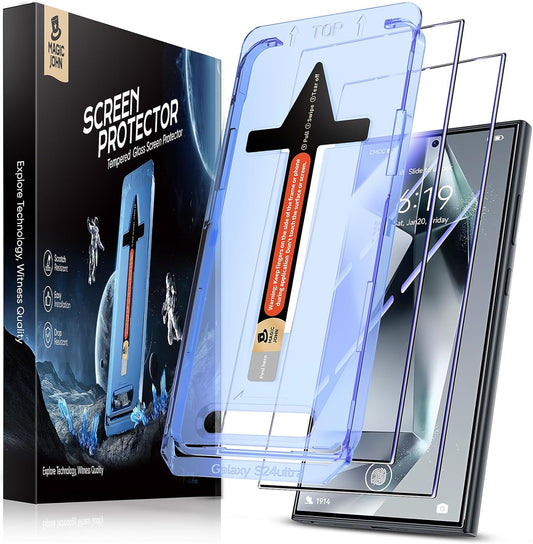 MAGIC_JOHN_2_Pack_for_Samsung_Galaxy_S24_Ultra_Tempered_Glass_Screen_Protector,_Auto_Dust-Elimination_Installation,_Bubble_Free,_HD_Clear,_Easy_Installation