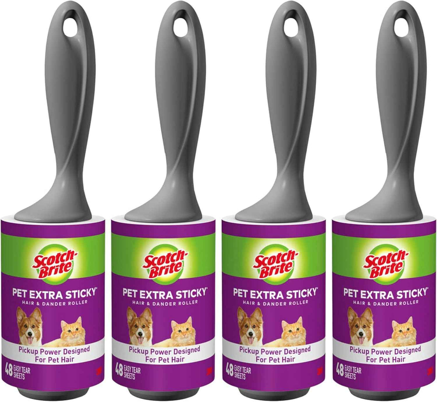 Scotch-Brite Pet Hair Pickup Extra Sticky Lint Roller, Designed for Removing Fur + Fluff on Couches, Clothes, Dog and Cat Beds, & More