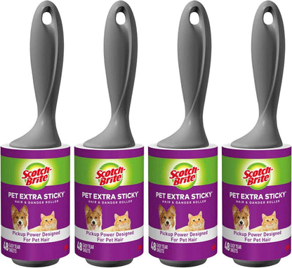 Scotch-Brite Pet Hair Pickup Extra Sticky Lint Roller, Designed for Removing Fur + Fluff on Couches, Clothes, Dog and Cat Beds, & More