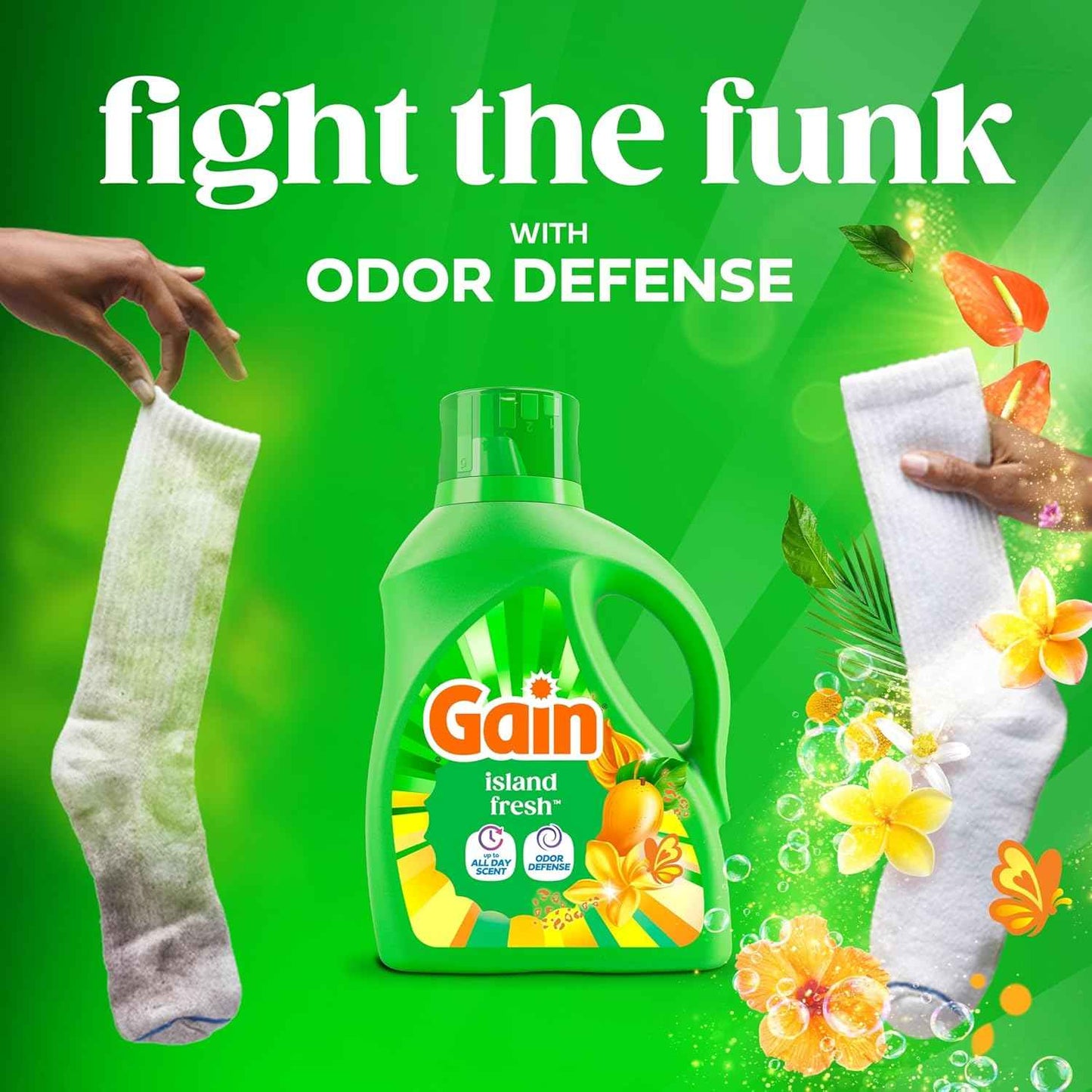 Gain Liquid Laundry Detergent with Odor Defense, Island Fresh Scent, Laundry Soap For HE Washing Machines, 154 fl oz, 107 Loads (Packaging May Vary)
