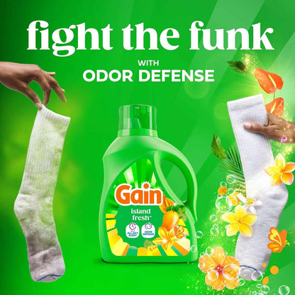 Gain Liquid Laundry Detergent with Odor Defense, Island Fresh Scent, Laundry Soap For HE Washing Machines, 154 fl oz, 107 Loads (Packaging May Vary)