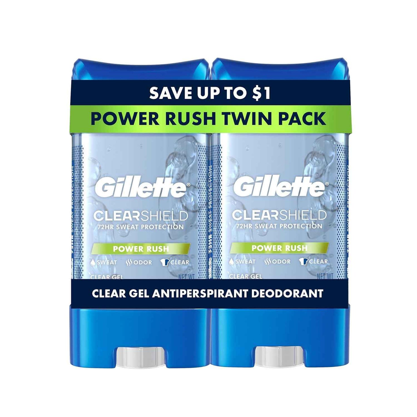 Gillette Antiperspirant and Deodorant for Men, 72hr Sweat & Odor Protection, Long Lasting Freshness, Anti-White Mark Technology, Clear Gel