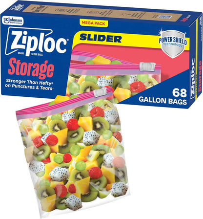Ziploc Gallon Food Storage Slider Bags, Power Shield Technology for More Durability