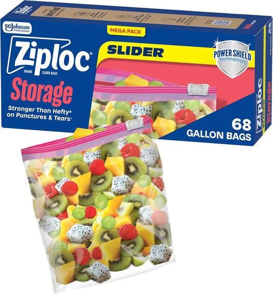 Ziploc Gallon Food Storage Slider Bags, Power Shield Technology for More Durability