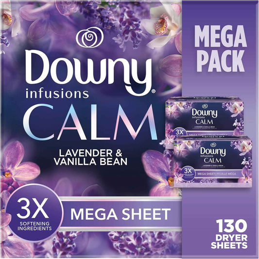 Downy CALM, Mega Dryer Sheets, Laundry Fabric Softener, Lavender and Vanilla Bean