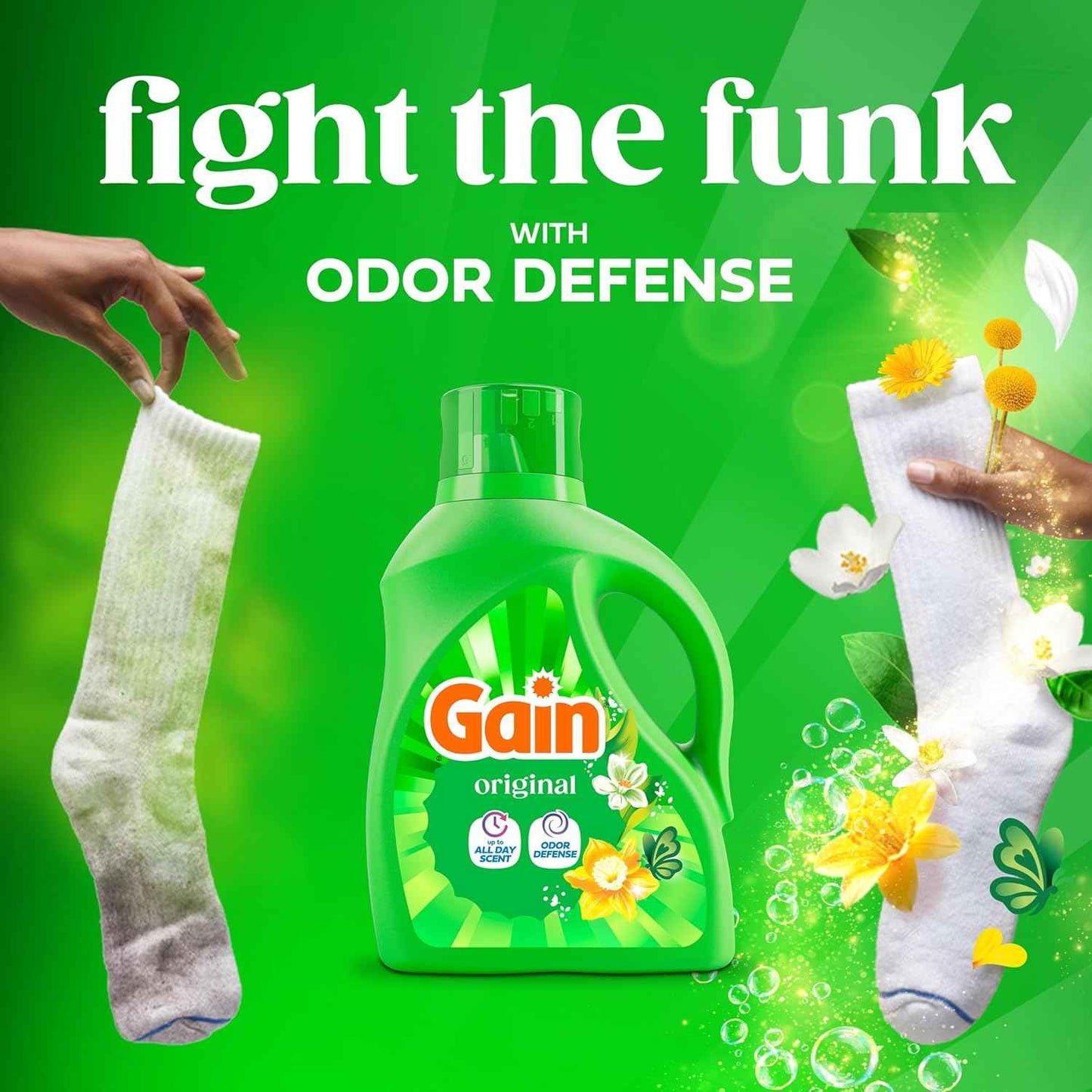 Gain Liquid Laundry Detergent with Odor Defense, Original Scent, Laundry Soap For HE Washing Machines, 177 fl oz, 134 Loads (Packaging May Vary)
