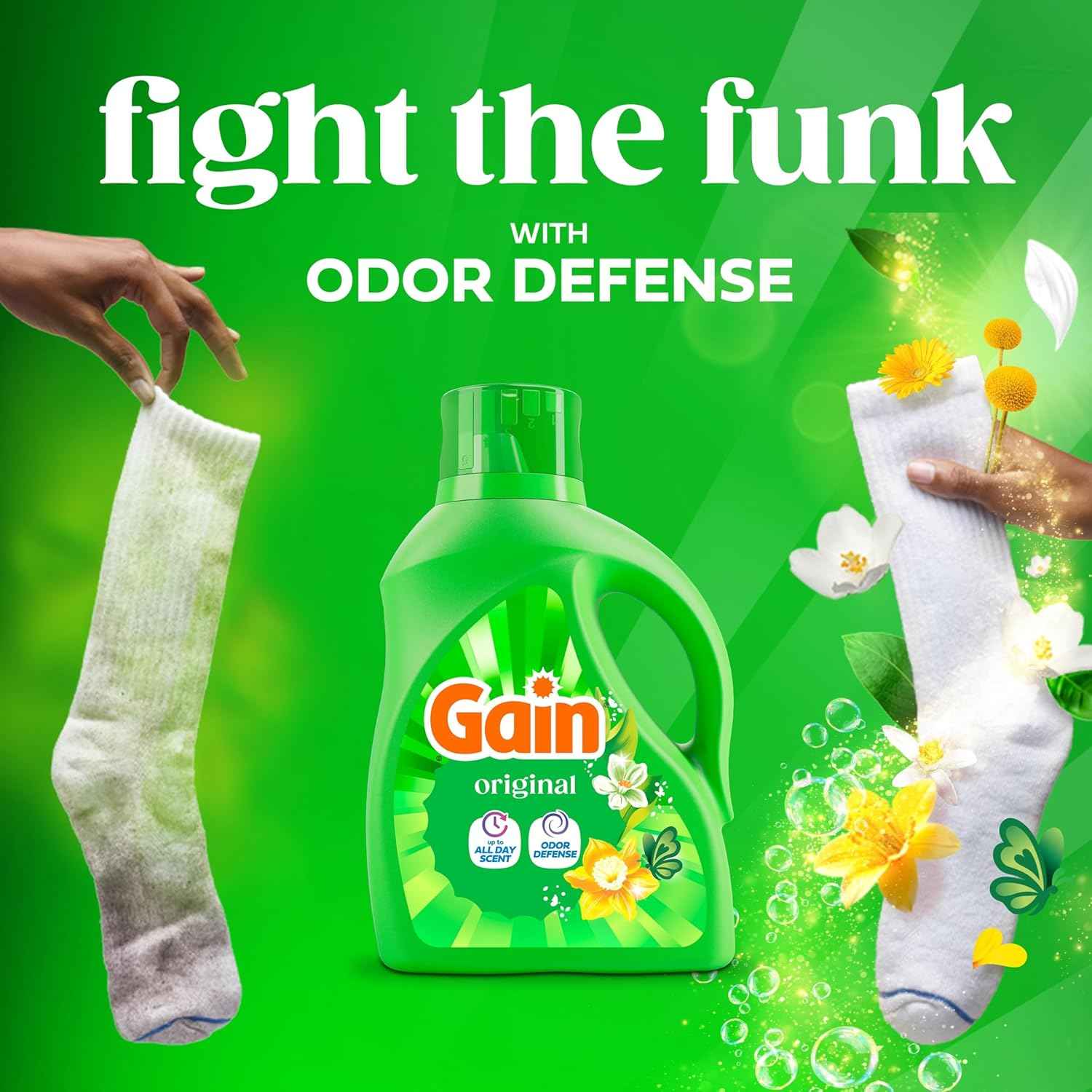 Gain Liquid Laundry Detergent with Odor Defense, Original Scent, Laundry Soap For HE Washing Machines, 177 fl oz, 134 Loads (Packaging May Vary)