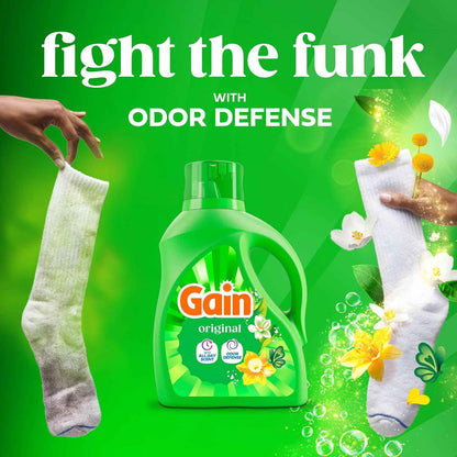 Gain Liquid Laundry Detergent with Odor Defense, Original Scent, Laundry Soap For HE Washing Machines, 177 fl oz, 134 Loads (Packaging May Vary)
