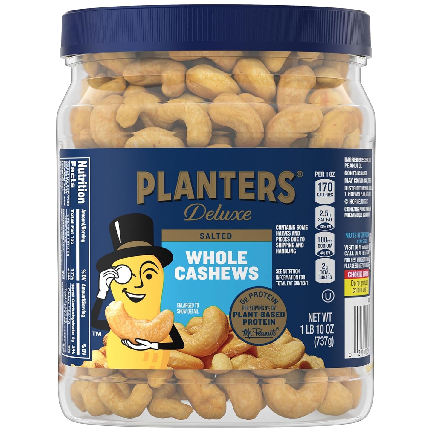 PLANTERS_Fancy_Whole_Cashews_with_Sea_Salt,_26_Ounces_(_Pack_of_1)_Resealable_Jar_-_Made_with_Simple_Ingredients_-_Good_Source_of_Vitamins_and_Minerals_-_Kosher_(Packaging_May_Vary)