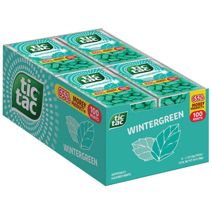 Tic Tac Wintergreen, On-the-Go Breath Mints, Pocket-Sized Mints, 100 pieces GMO Free, Gluten Free wort free