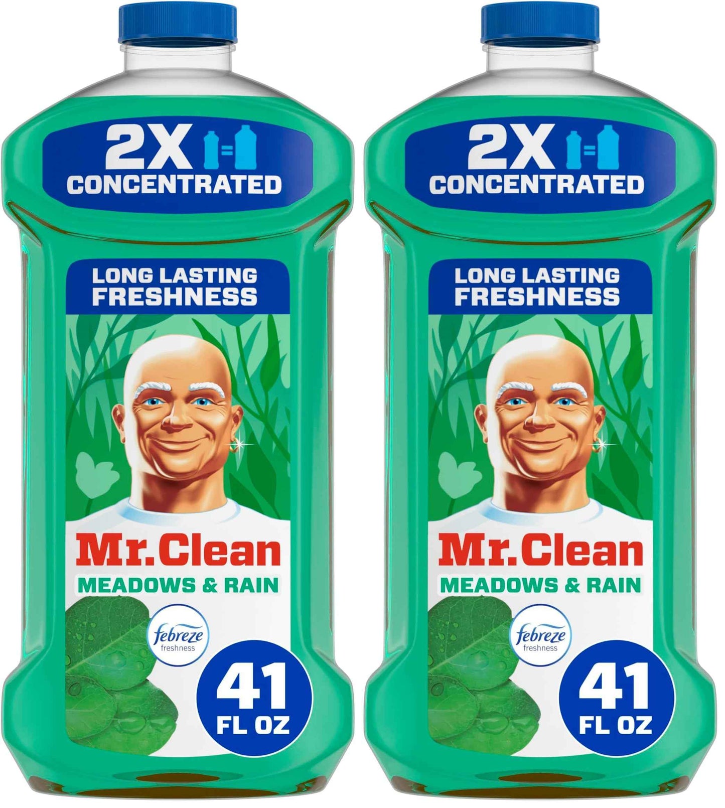 Mr. Clean All Purpose Cleaner, Floor Cleaner for Mopping Home, Bathroom, & Kitchen, Cleaning Liquid for Mop & Bucket, Cleaning Supplies, Multi-Surface Dilutable, Meadows & Rain
