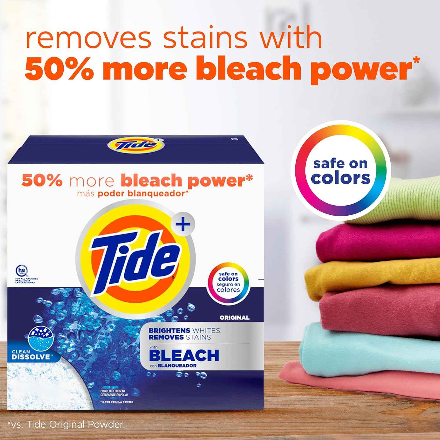 Tide Powder Laundry Detergent with Bleach, Original Scent