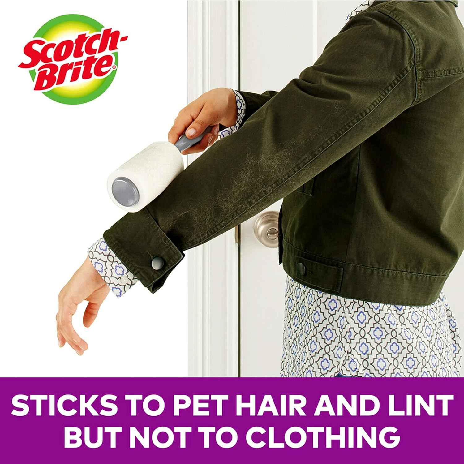 Scotch-Brite Pet Hair Pickup Extra Sticky Lint Roller, Designed for Removing Fur + Fluff on Couches, Clothes, Dog and Cat Beds, & More