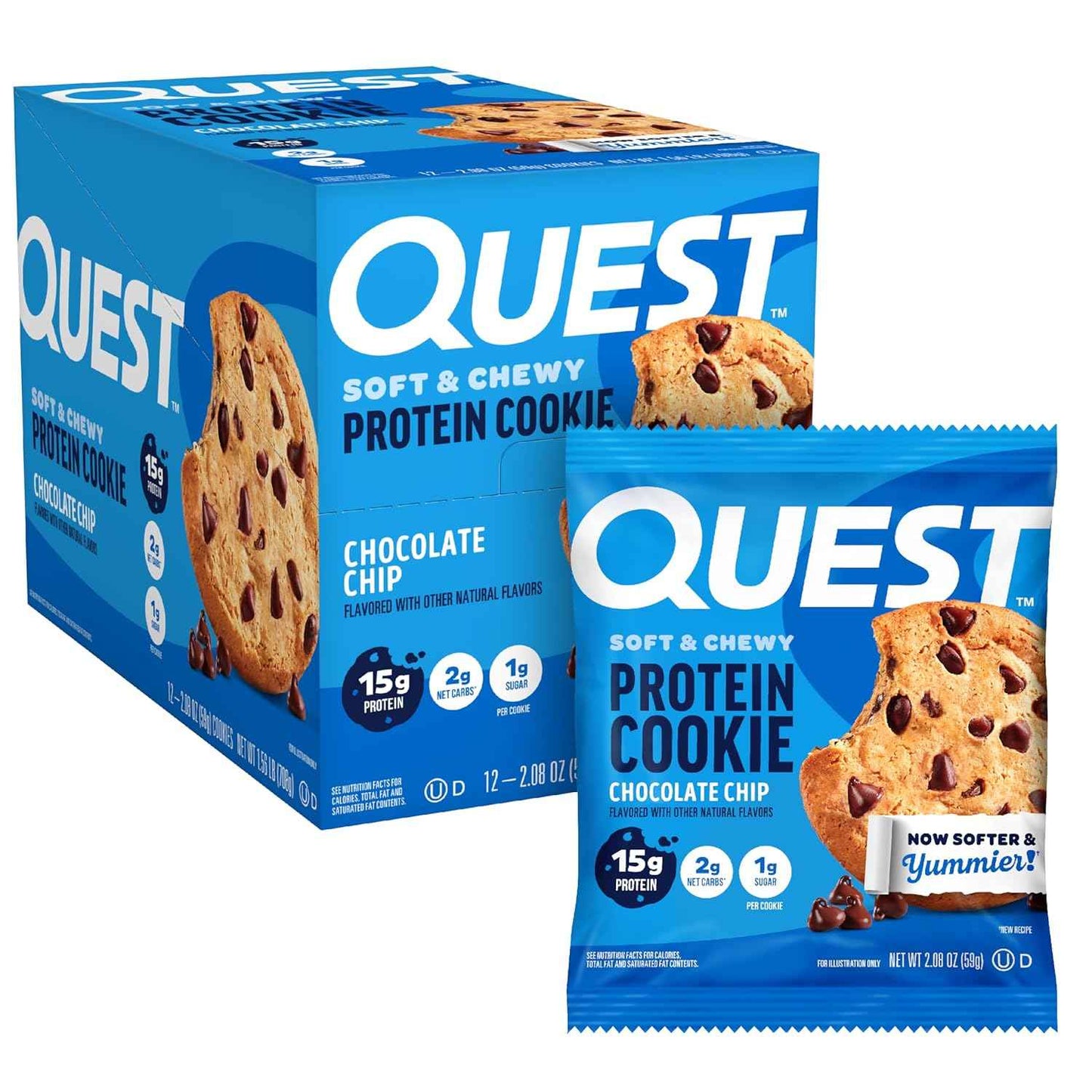 Quest Nutrition Protein Cookie, 15g Protein, 1g Sugar, 2g Net Carbs, Keto Friendly, High Protein, Low Carb; 12 Count