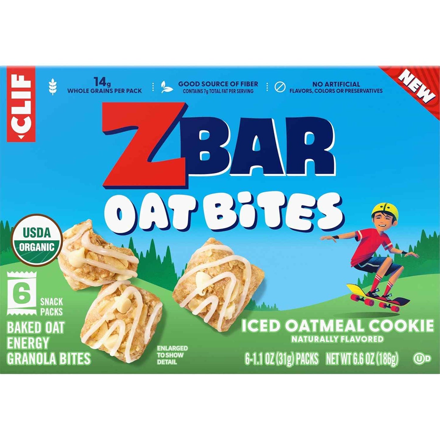Zbar Oat Bites - Baked Oat Energy Granola Bites - USDA Organic Snacks for Kids - 14g Whole Grains (6 Snack Packs)