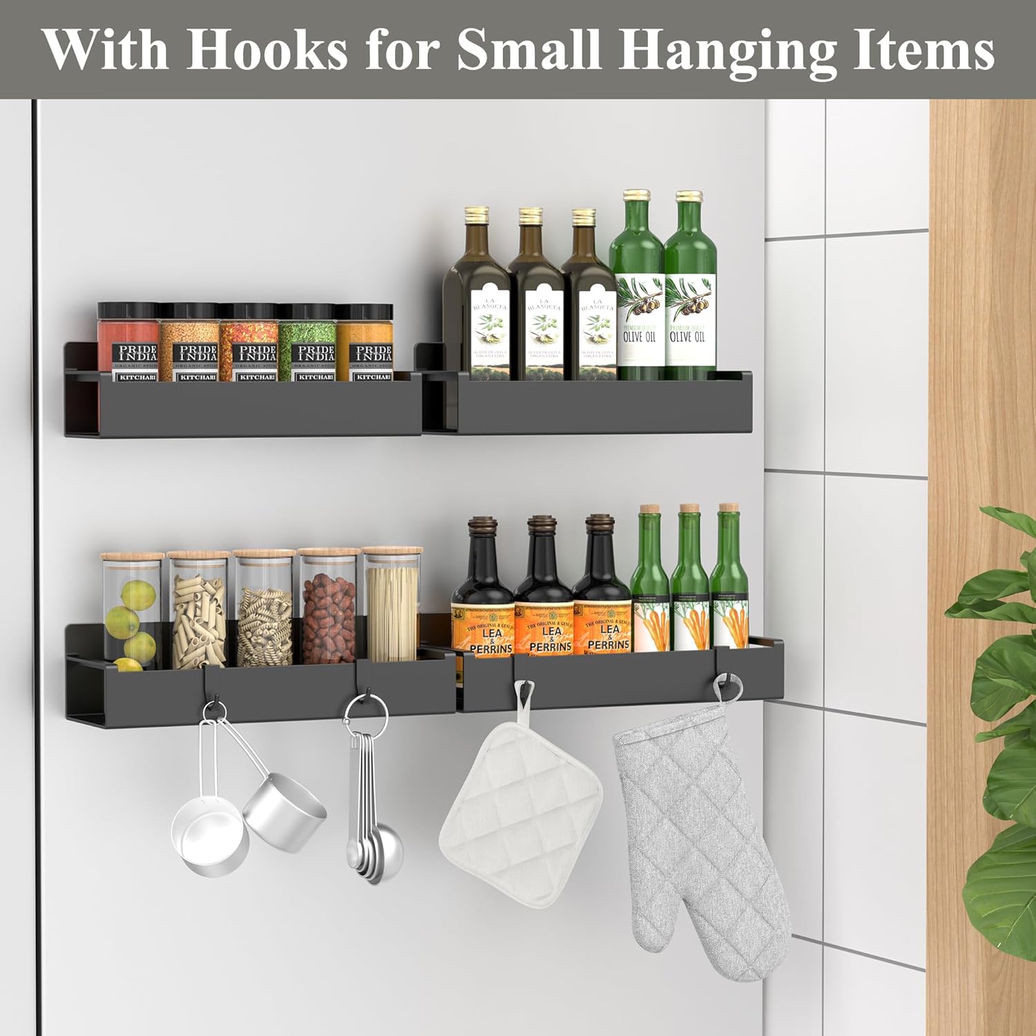 4_Pack_Magnetic_Spice_Rack_Organizer_for_Refrigerator_and_Oven,_Black_Fridge_Organizers_and_Storage_for_Kitchen
