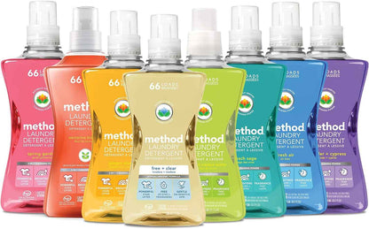 Method Liquid Laundry Detergent, Fresh Air, 66 Loads Per Bottle, Stain Remover, 53.5 Fl Oz