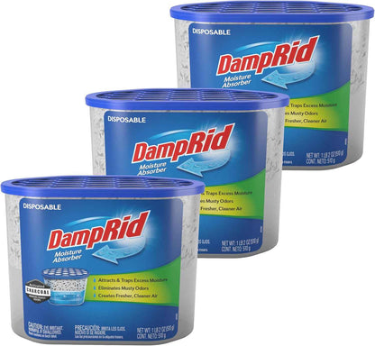 DampRid Fragrance Free Disposable Moisture Absorber with Activated Charcoal, Moisture Absorber & Odor Remover, Lasts Up To 60 Days, No Electricity Required